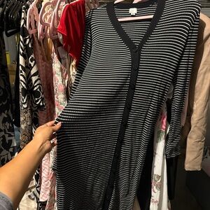 Black and White Striped Cardigan